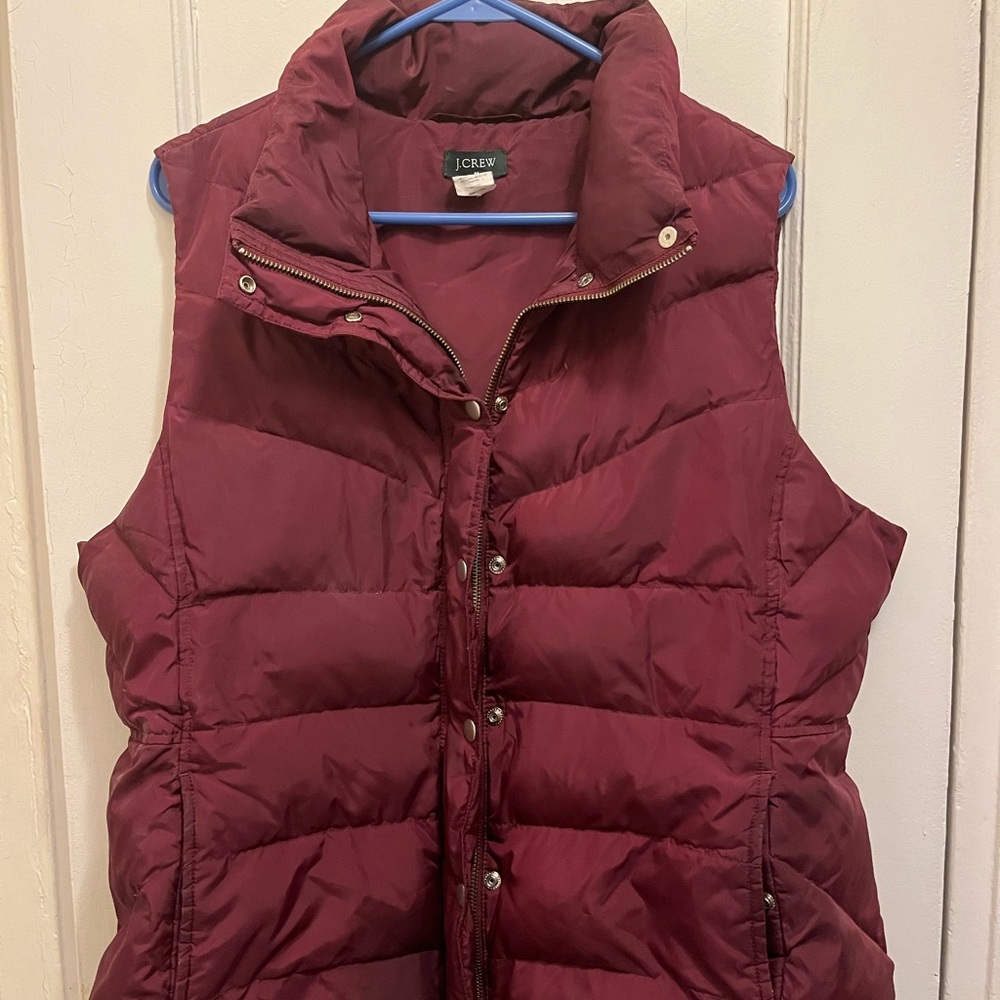 maroon j crew puffer vest